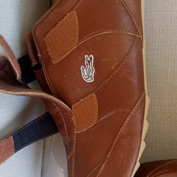 Men\'s Lacoste Dress Shoes Sport Double Strap On Leather Shoe BROWN Oxnard